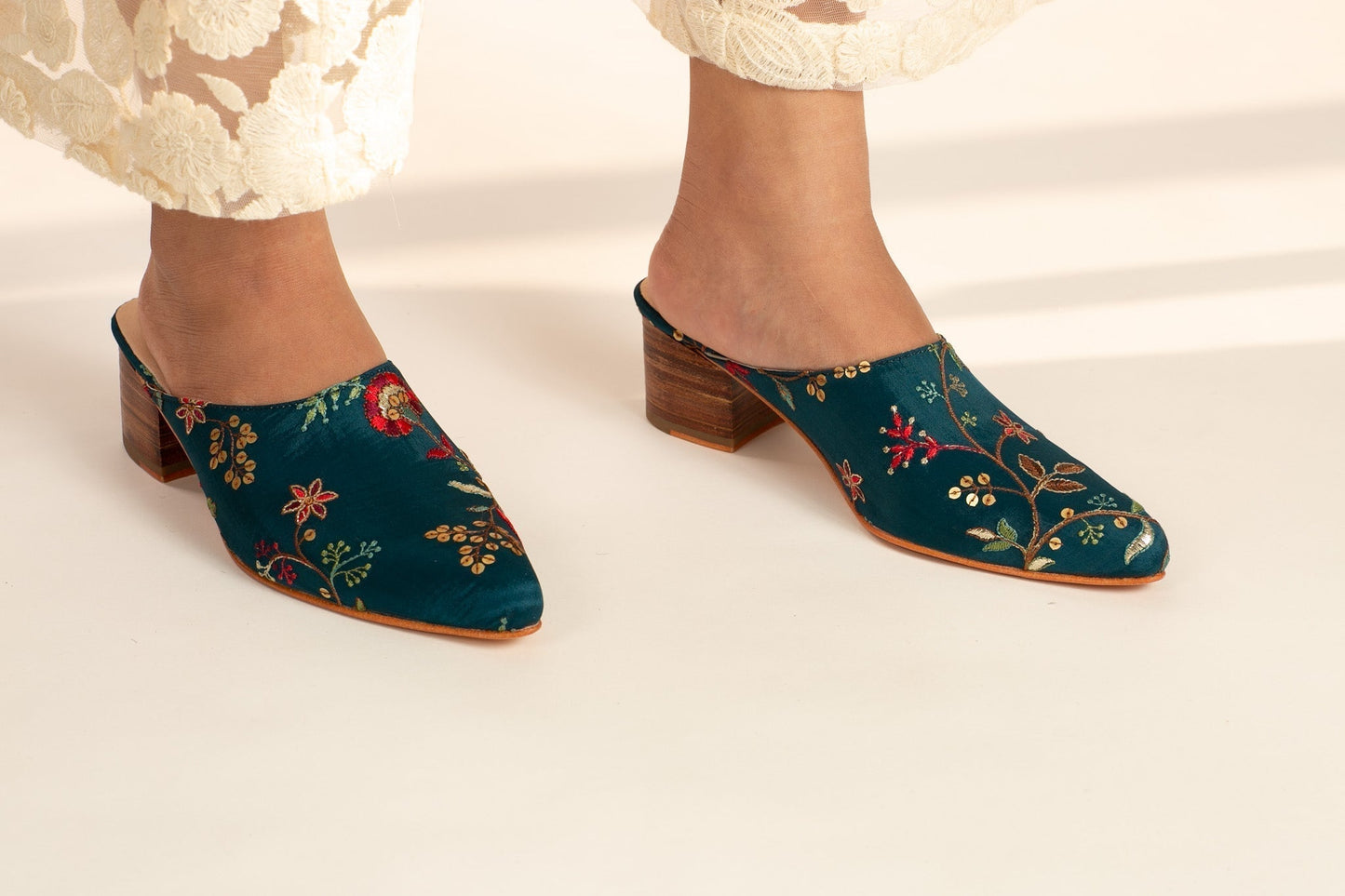 TURQUOISE HEELED MULES SANDRA - MOMO STUDIO BERLIN - Berlin Concept Store - sustainable & ethical fashion