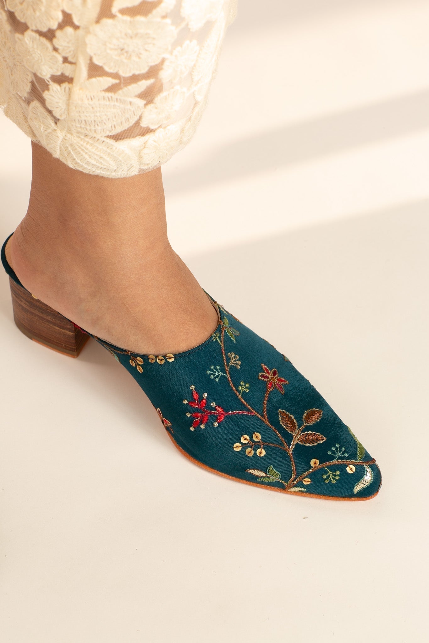 TURQUOISE HEELED MULES SANDRA - MOMO STUDIO BERLIN - Berlin Concept Store - sustainable & ethical fashion