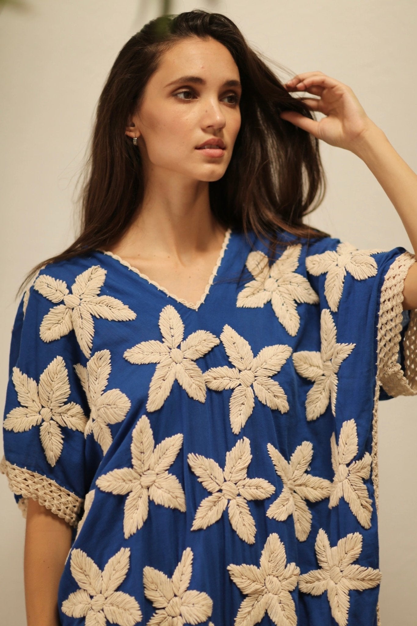 TYCHE BLUE DRESS FLOWER EMBROIDERED - MOMO STUDIO BERLIN - Berlin Concept Store - sustainable & ethical fashion