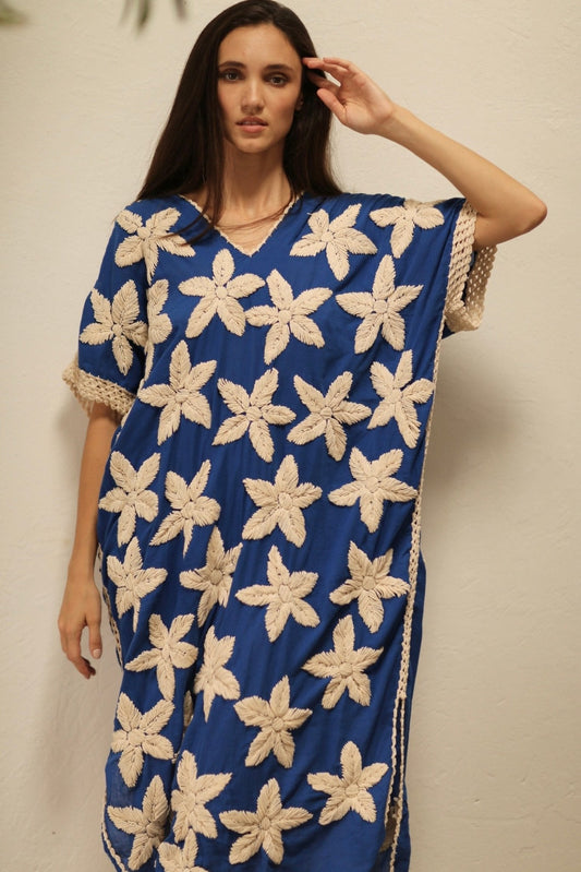 TYCHE BLUE DRESS FLOWER EMBROIDERED - MOMO STUDIO BERLIN - Berlin Concept Store - sustainable & ethical fashion