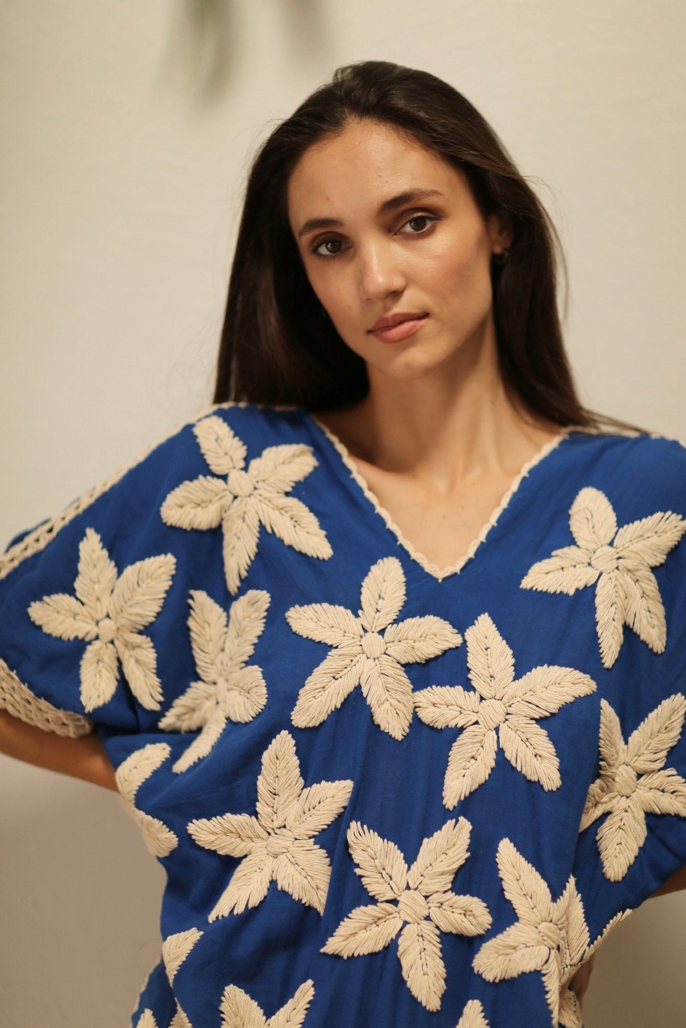 TYCHE BLUE DRESS FLOWER EMBROIDERED - MOMO STUDIO BERLIN - Berlin Concept Store - sustainable & ethical fashion