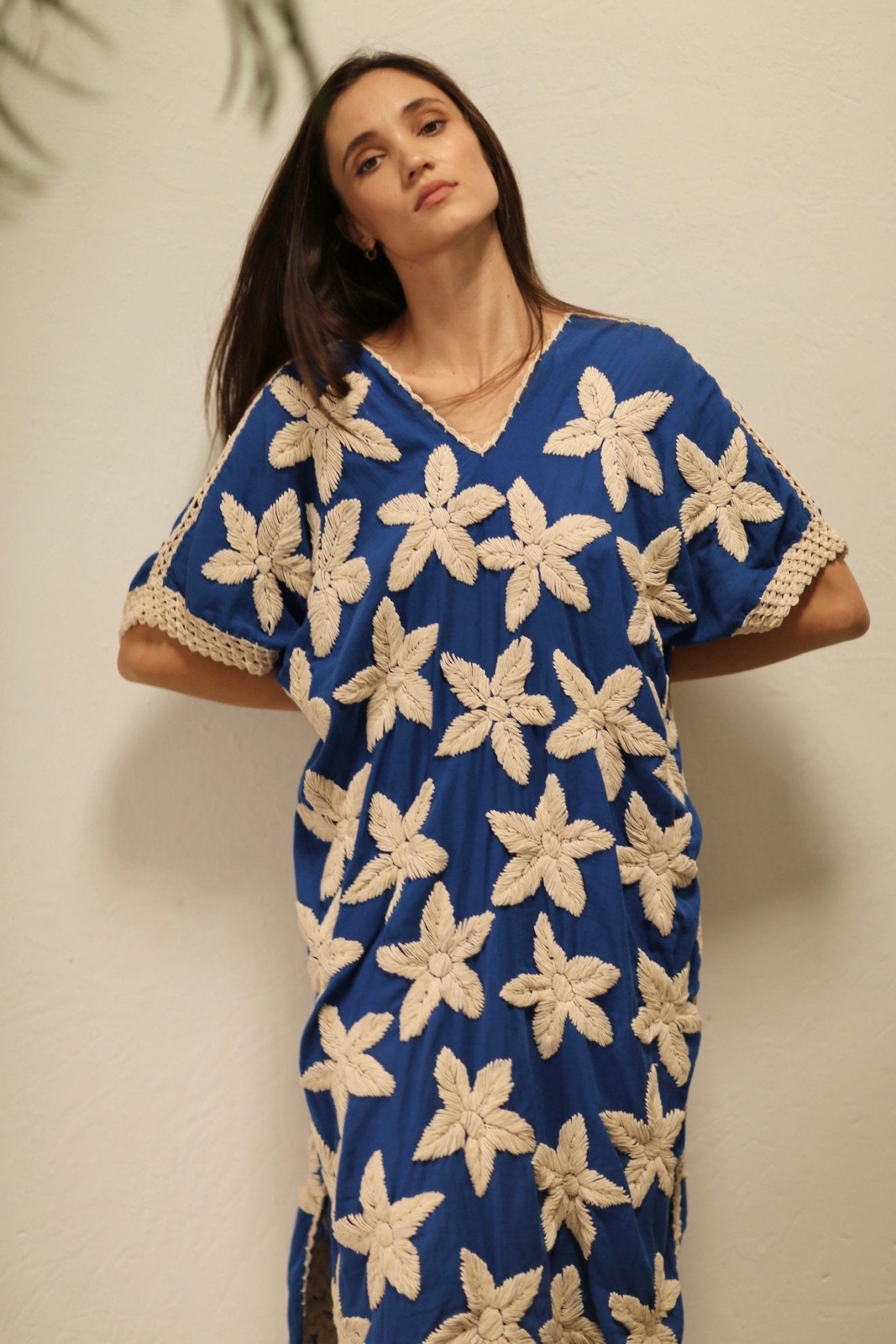 TYCHE BLUE DRESS FLOWER EMBROIDERED - MOMO STUDIO BERLIN - Berlin Concept Store - sustainable & ethical fashion