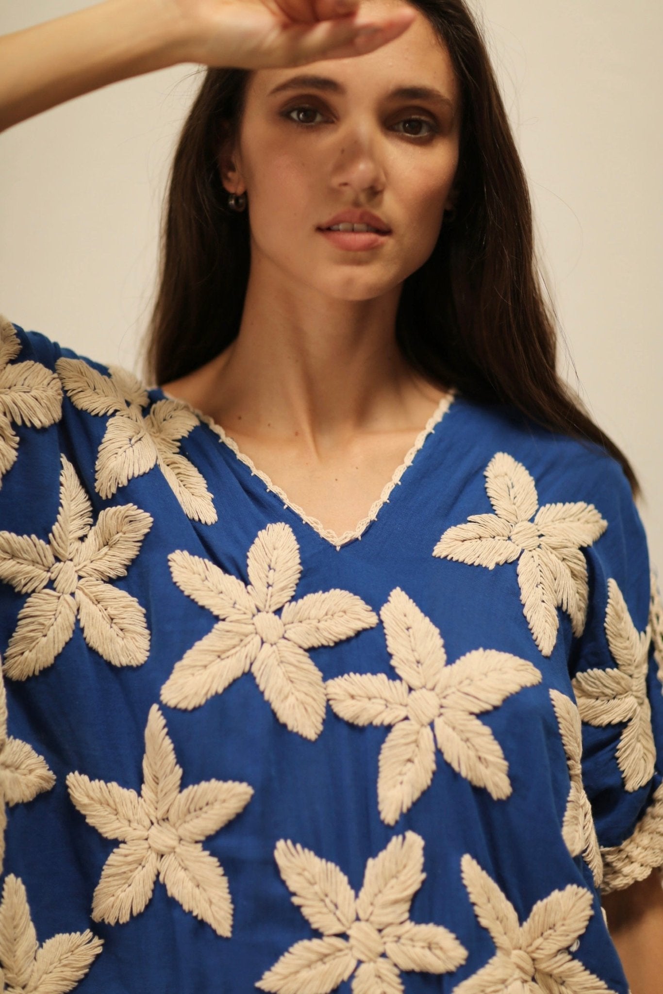 TYCHE BLUE DRESS FLOWER EMBROIDERED - MOMO STUDIO BERLIN - Berlin Concept Store - sustainable & ethical fashion