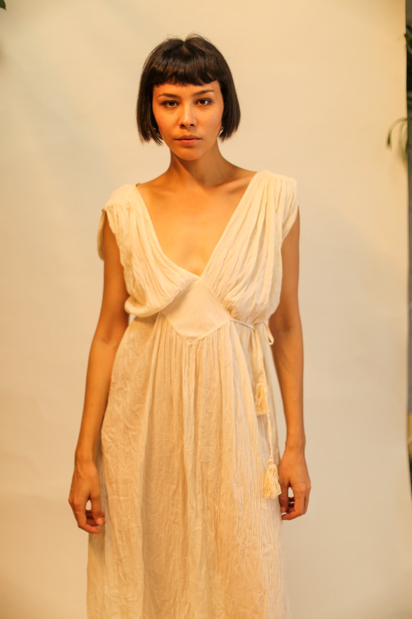 V NECK COTTON SHOUlDER DRESS CLIO - MOMO STUDIO BERLIN - Berlin Concept Store - sustainable & ethical fashion