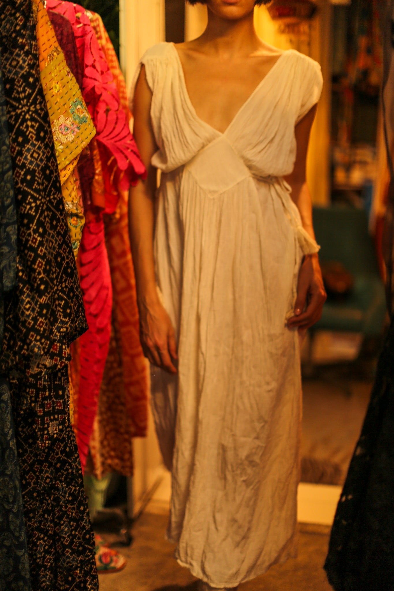 V NECK COTTON SHOUlDER DRESS CLIO - MOMO STUDIO BERLIN - Berlin Concept Store - sustainable & ethical fashion