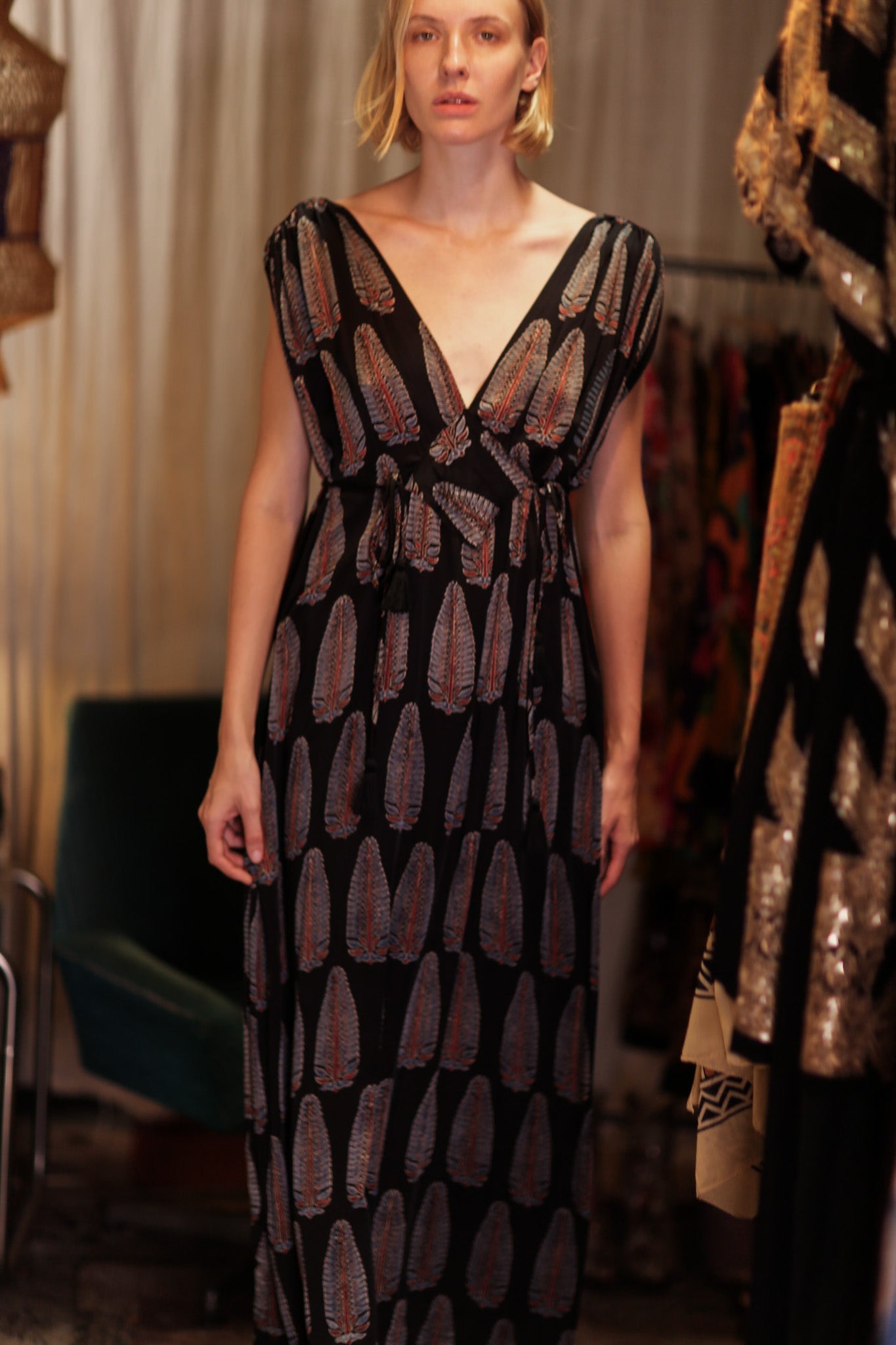 VICTORIA SILK DRESS BLACK FEATHER - MOMO STUDIO BERLIN - Berlin Concept Store - sustainable & ethical fashion