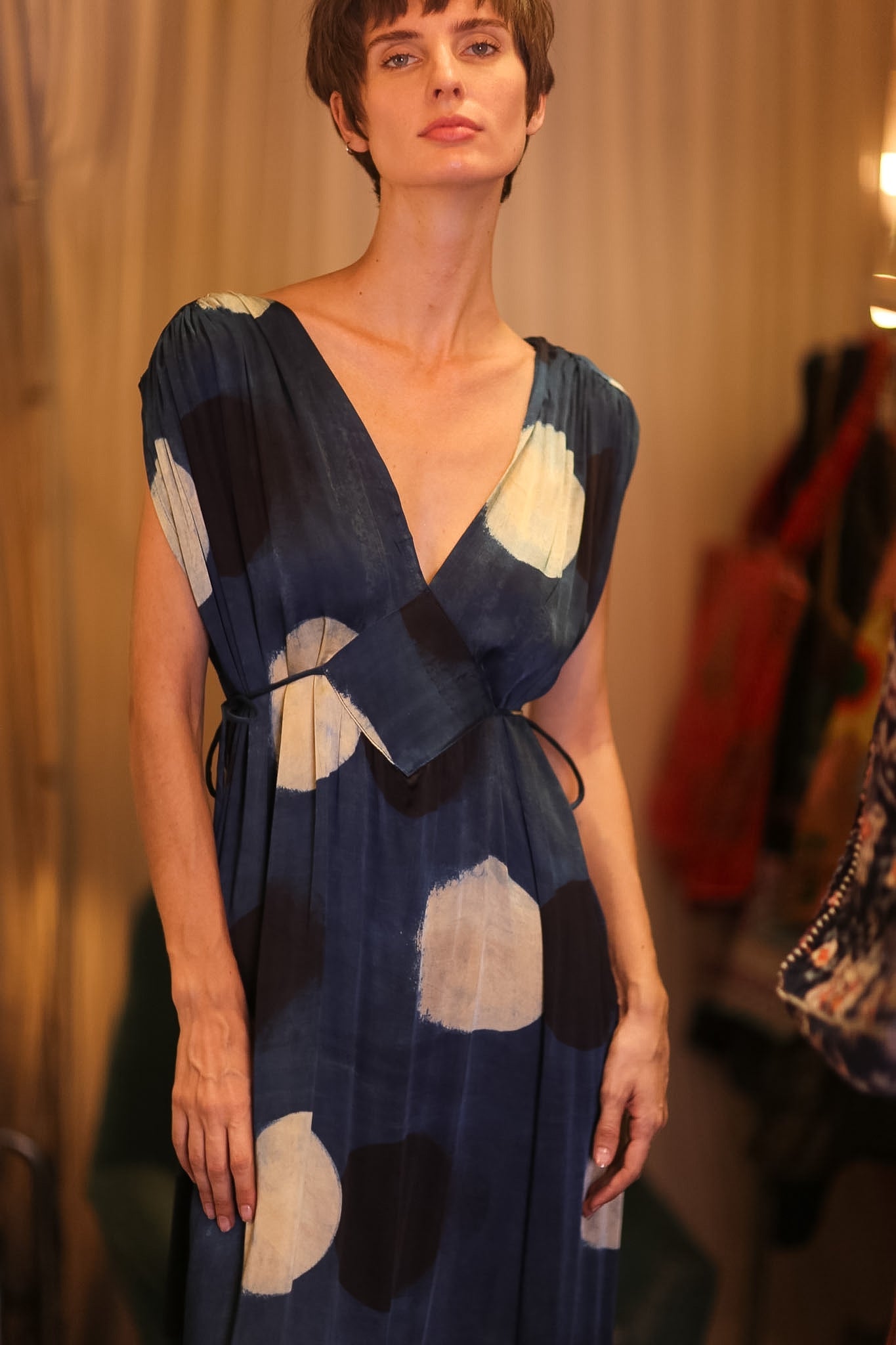 VICTORIA SILK DRESS BLUEMOON - BANGKOK TAILOR CLOTHING STORE - HANDMADE CLOTHING