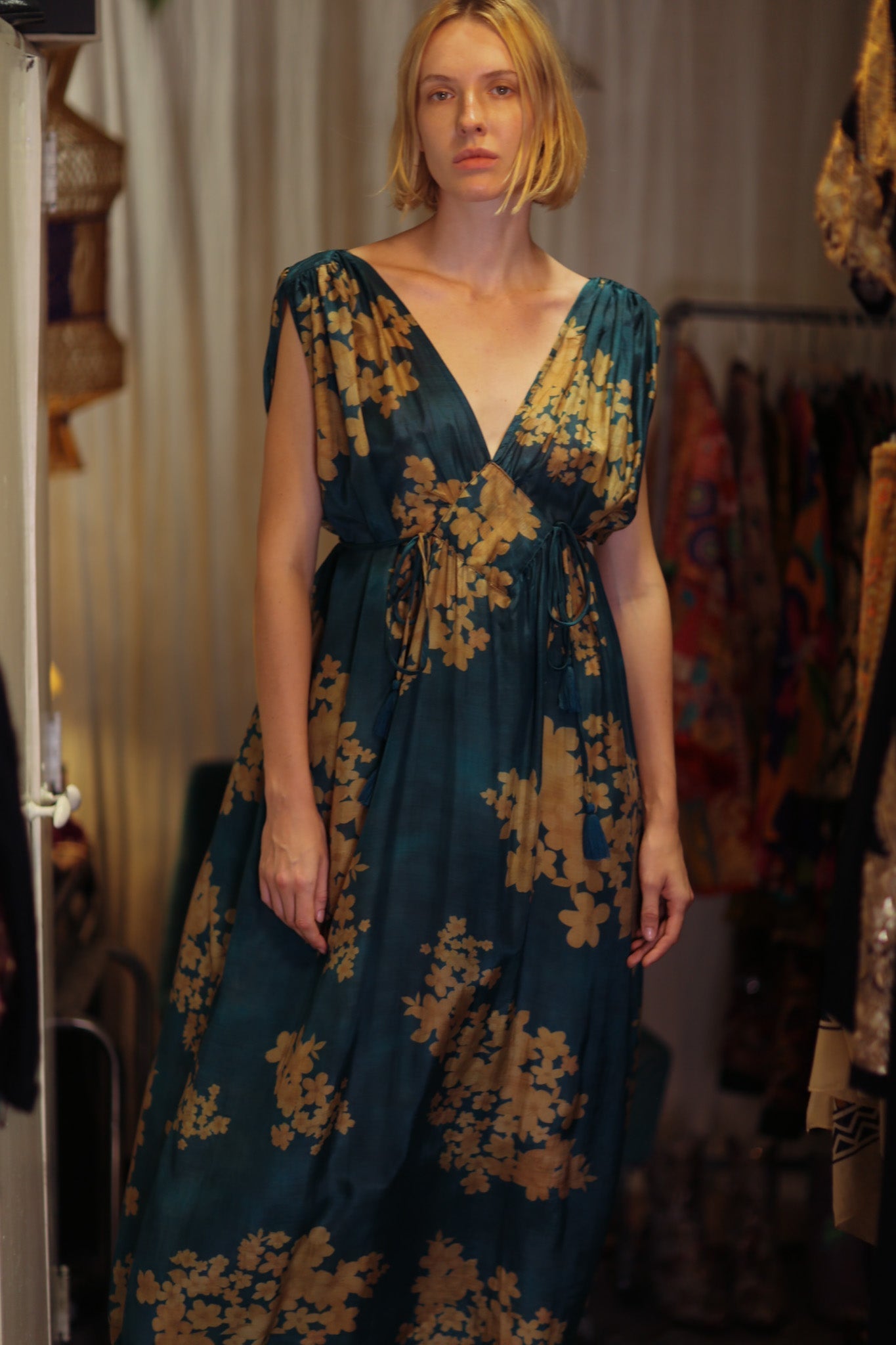 VICTORIA SILK DRESS GOLDEN BOUQUET - MOMO STUDIO BERLIN - Berlin Concept Store - sustainable & ethical fashion