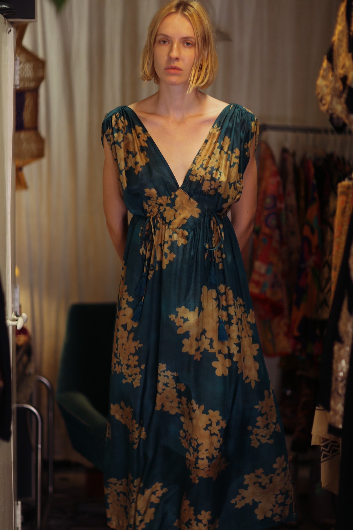 VICTORIA SILK DRESS GOLDEN BOUQUET - MOMO STUDIO BERLIN - Berlin Concept Store - sustainable & ethical fashion