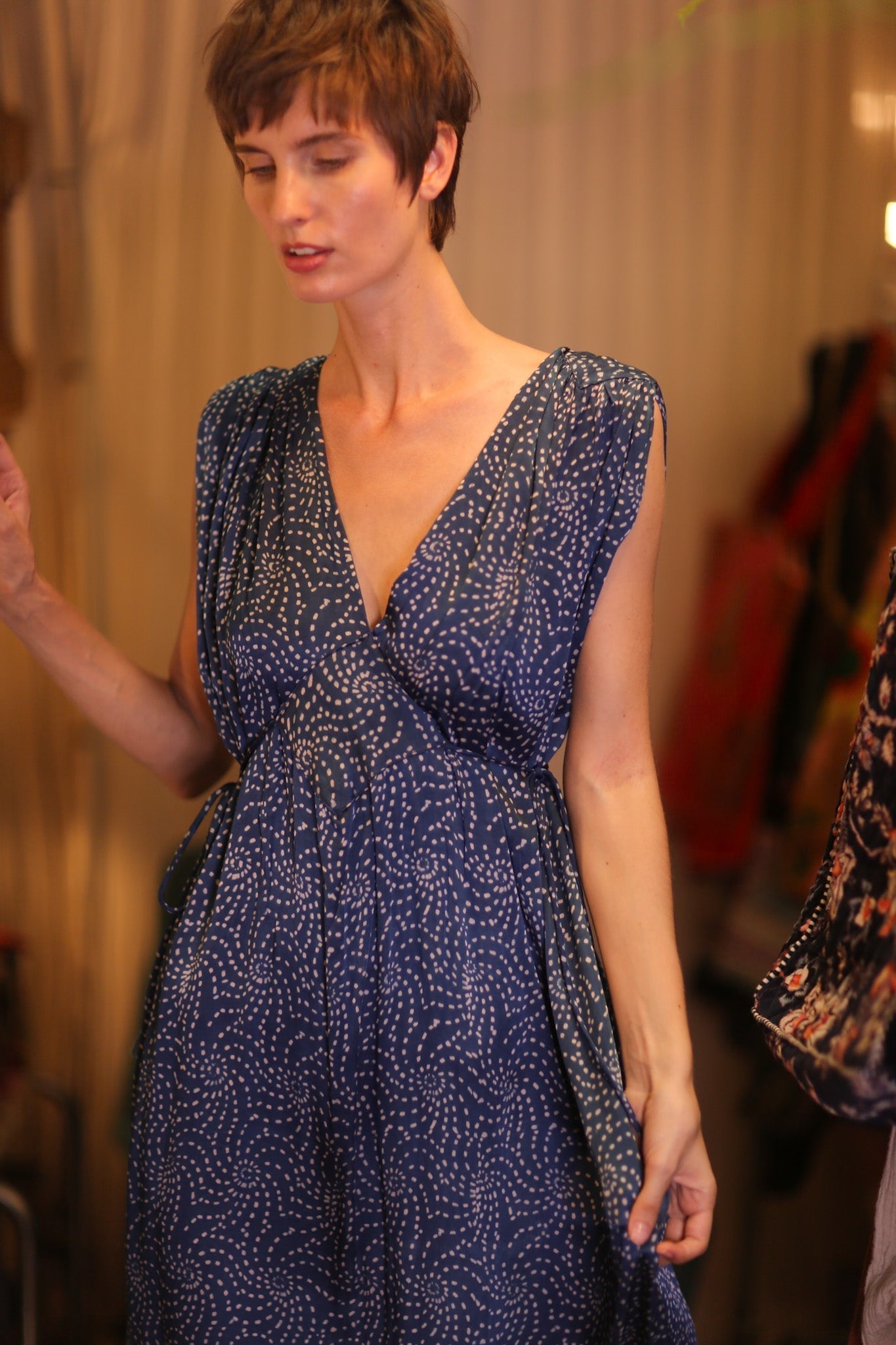 VICTORIA SILK DRESS MARINA - MOMO STUDIO BERLIN - Berlin Concept Store - sustainable & ethical fashion