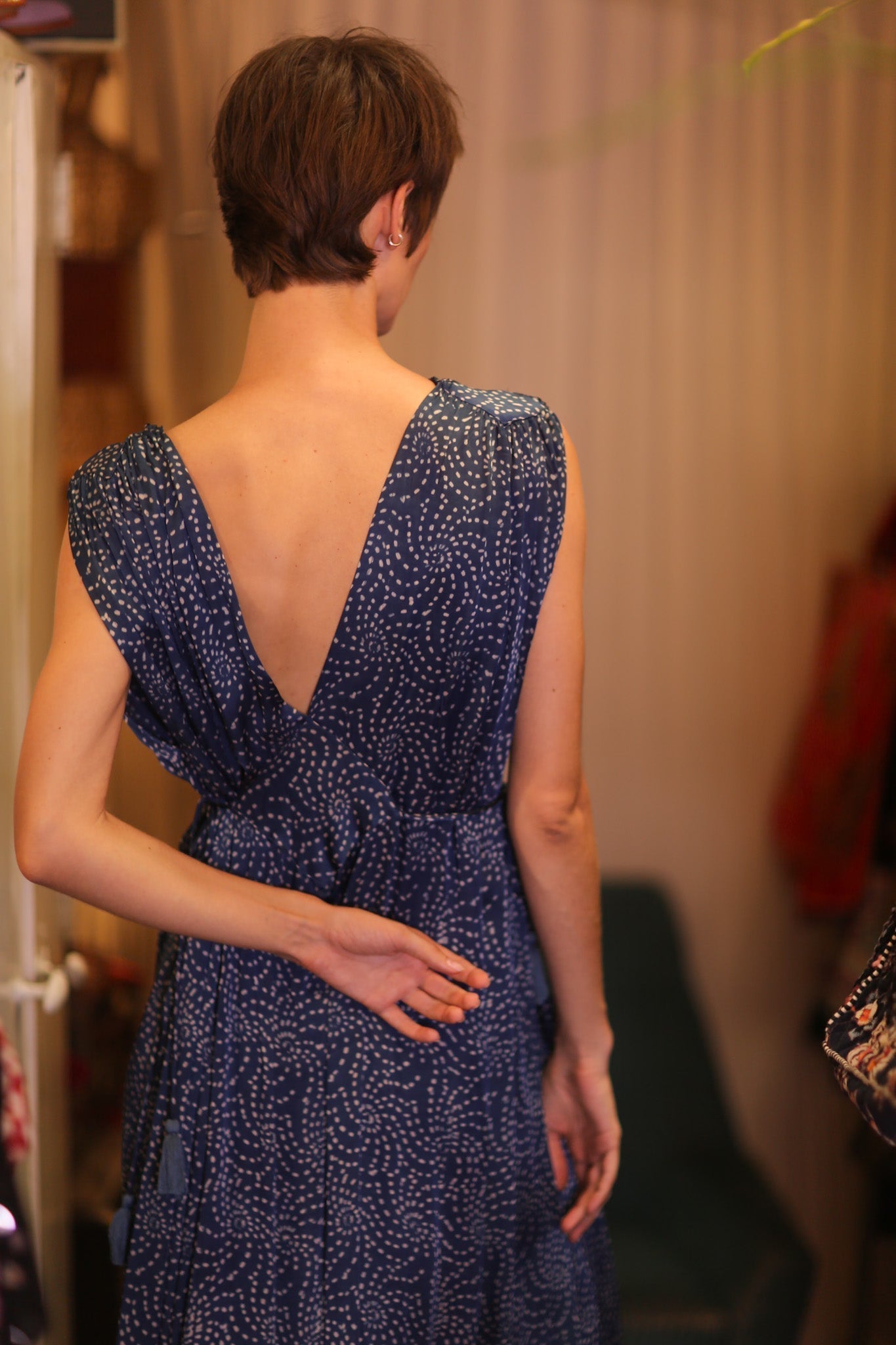 VICTORIA SILK DRESS MARINA - MOMO STUDIO BERLIN - Berlin Concept Store - sustainable & ethical fashion