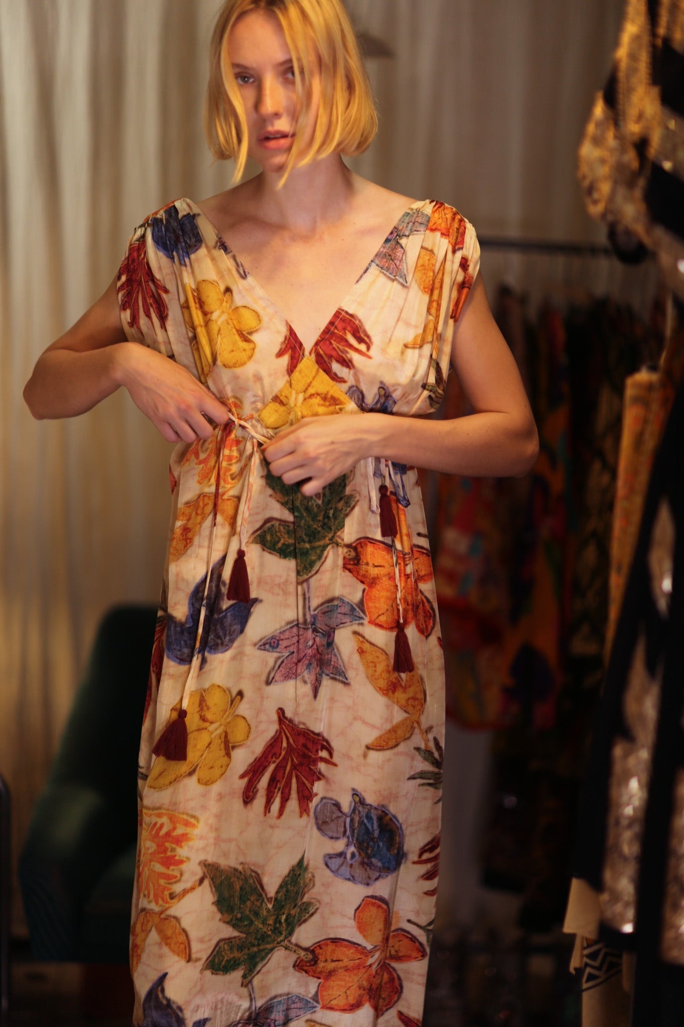 VICTORIA SILK DRESS PRESSED FLOWERS - MOMO STUDIO BERLIN - Berlin Concept Store - sustainable & ethical fashion