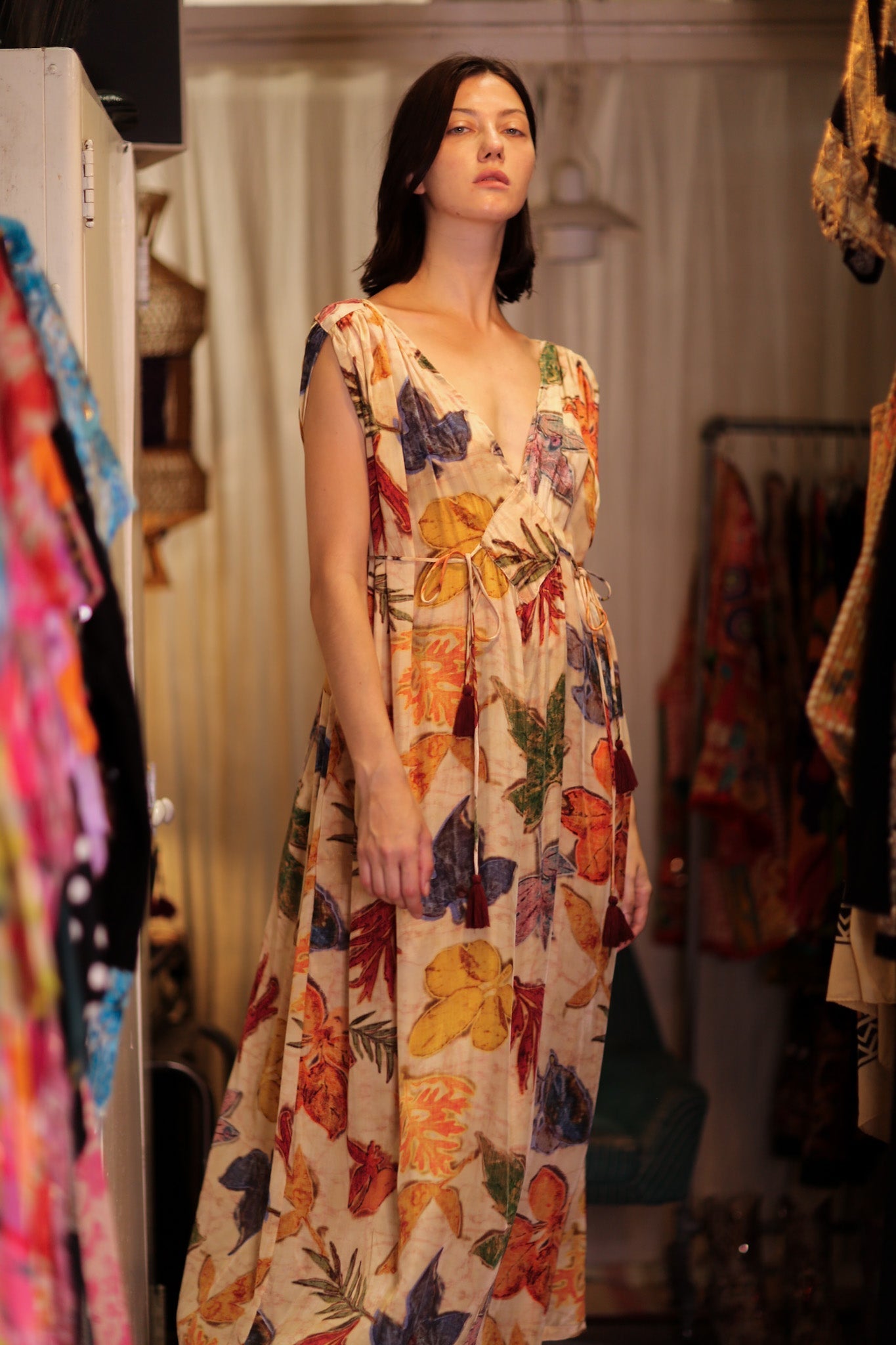 VICTORIA SILK DRESS PRESSED FLOWERS - MOMO STUDIO BERLIN - Berlin Concept Store - sustainable & ethical fashion