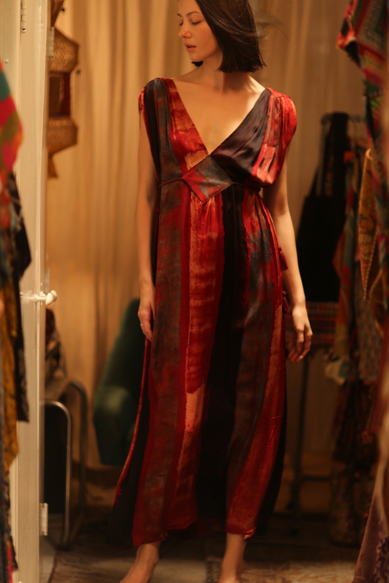 VICTORIA SILK DRESS RED STRIPE - MOMO STUDIO BERLIN - Berlin Concept Store - sustainable & ethical fashion