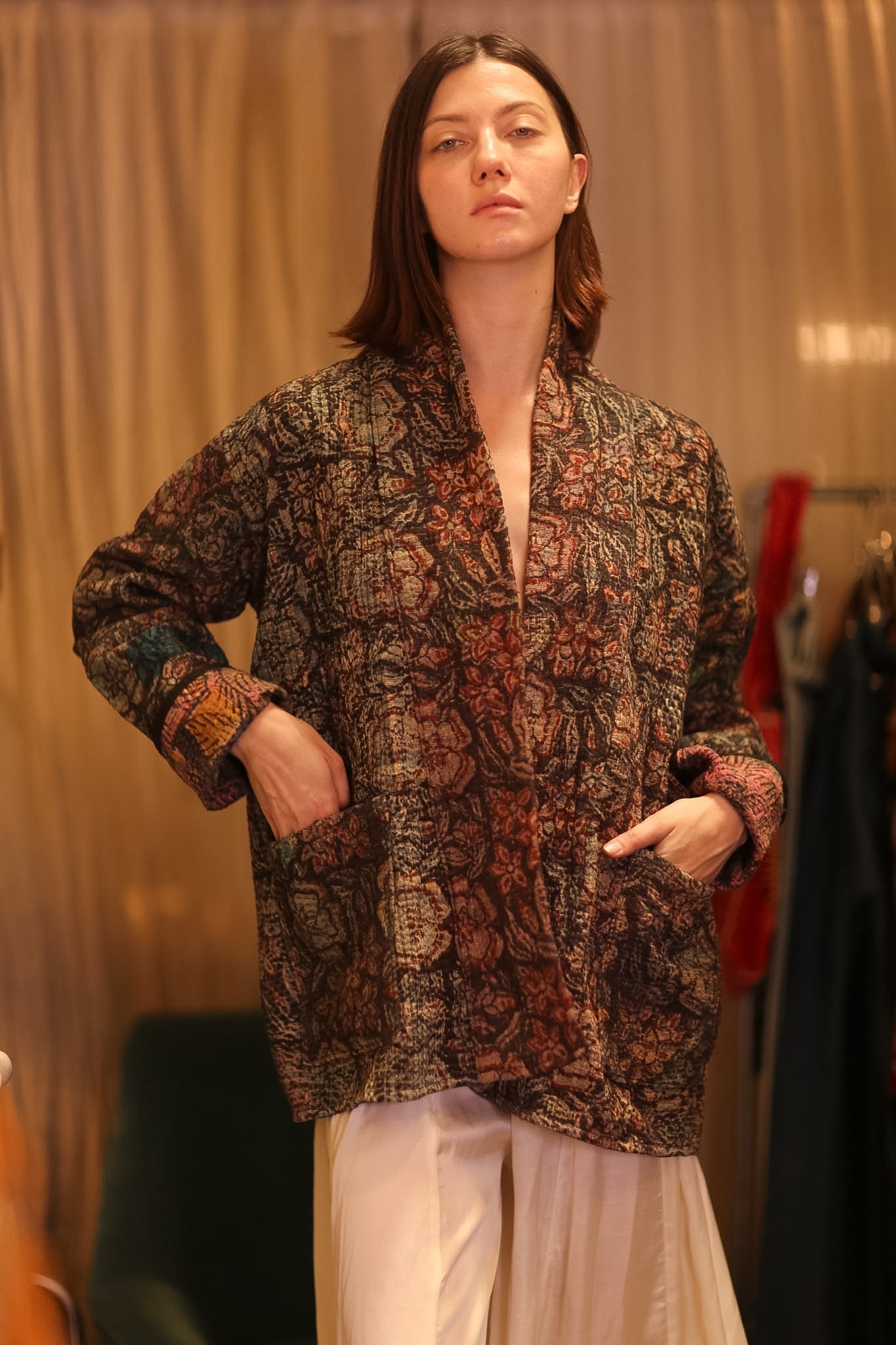 VINTAGE STYLE KANTHA SHORT KIMONO WILDROSE - MOMO STUDIO BERLIN - Berlin Concept Store - sustainable & ethical fashion