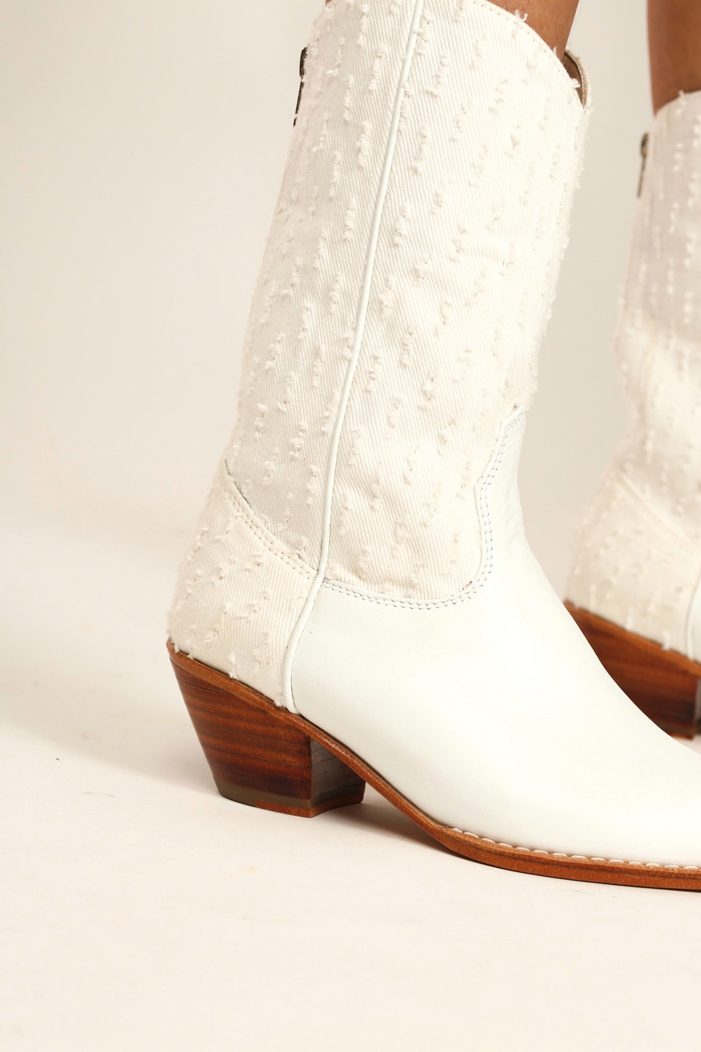 WHITE DENIM WESTERN BOOTS MILKA - MOMO STUDIO BERLIN - Berlin Concept Store - sustainable & ethical fashion