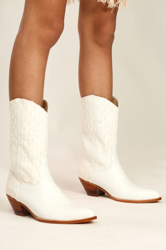 WHITE DENIM WESTERN BOOTS MILKA - MOMO STUDIO BERLIN - Berlin Concept Store - sustainable & ethical fashion