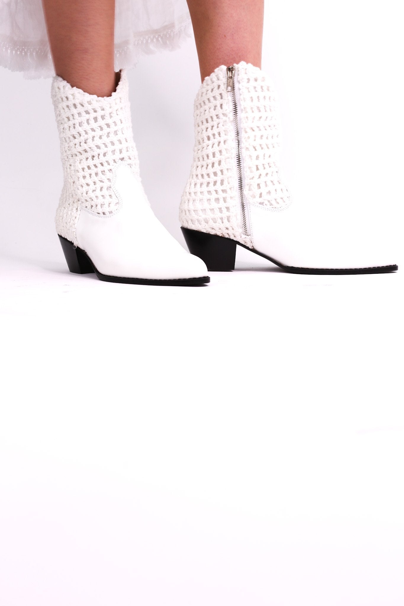 WHITE HAND CROCHET LEATHER ANKLE BOOTS NENNA - MOMO STUDIO BERLIN - Berlin Concept Store - sustainable & ethical fashion