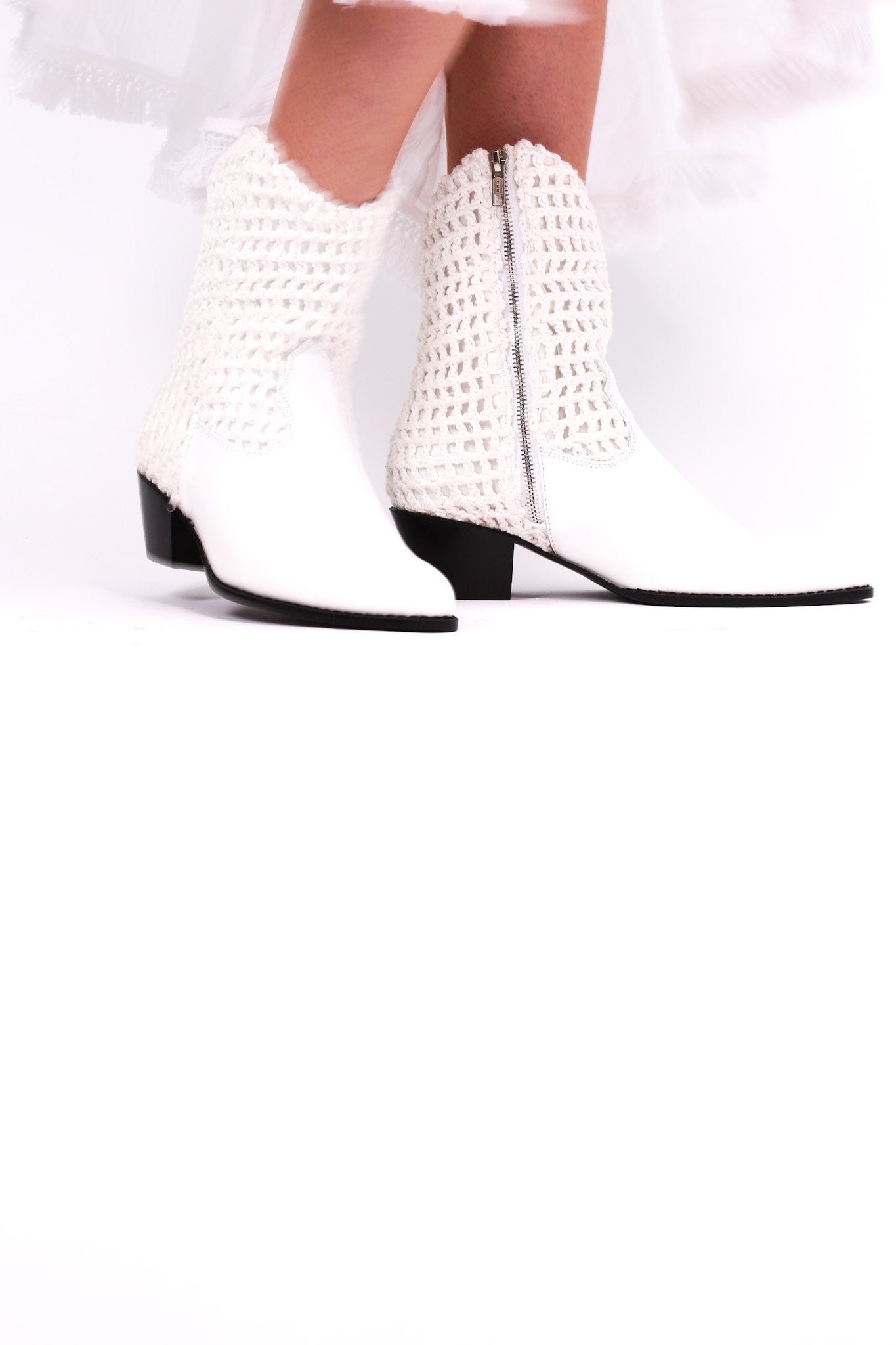 WHITE HAND CROCHET LEATHER ANKLE BOOTS NENNA - MOMO STUDIO BERLIN - Berlin Concept Store - sustainable & ethical fashion