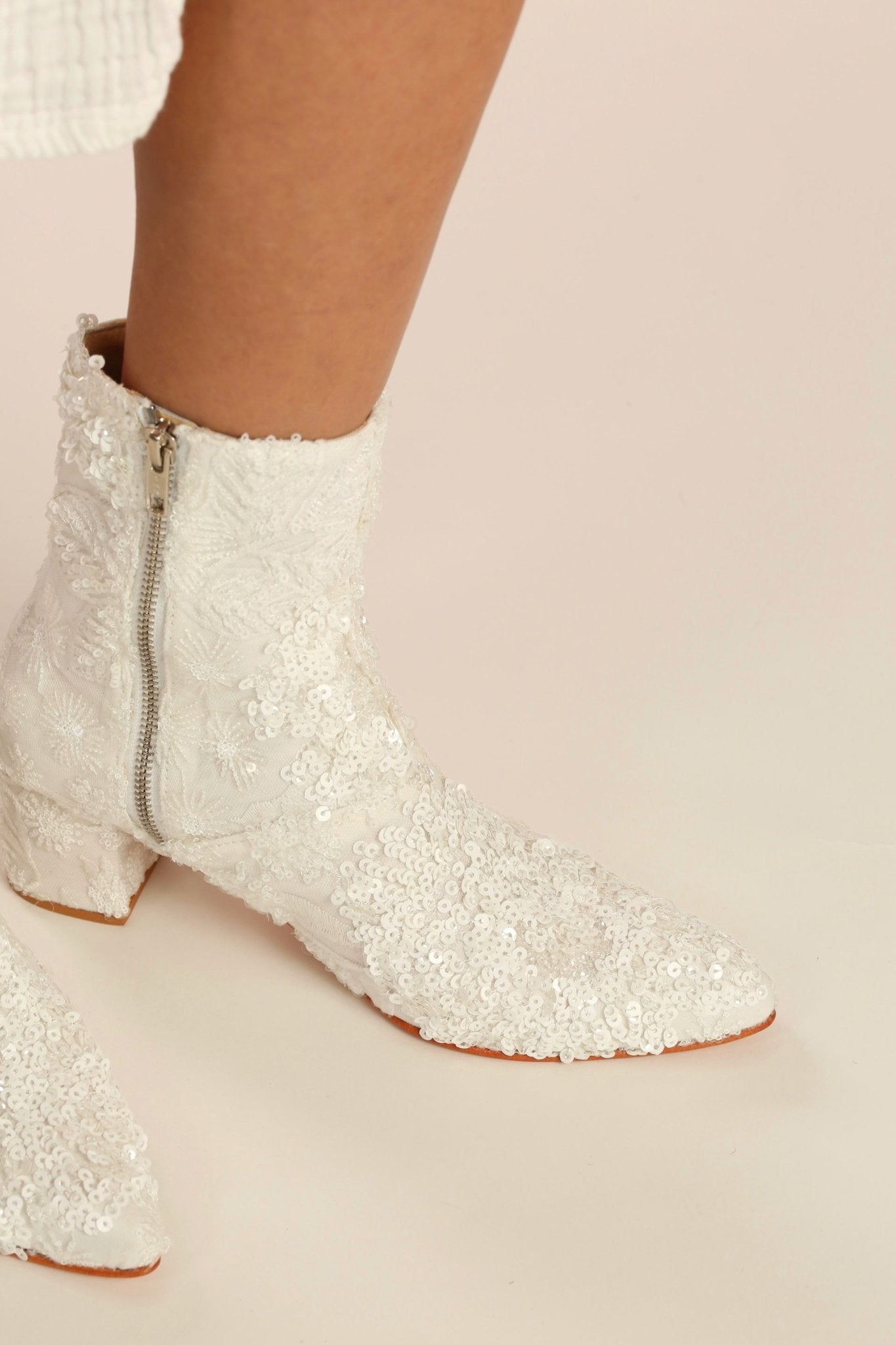 WHITE SEQUIN EMBROIDERED WEDDING BOOTS ODECIA - MOMO STUDIO BERLIN - Berlin Concept Store - sustainable & ethical fashion