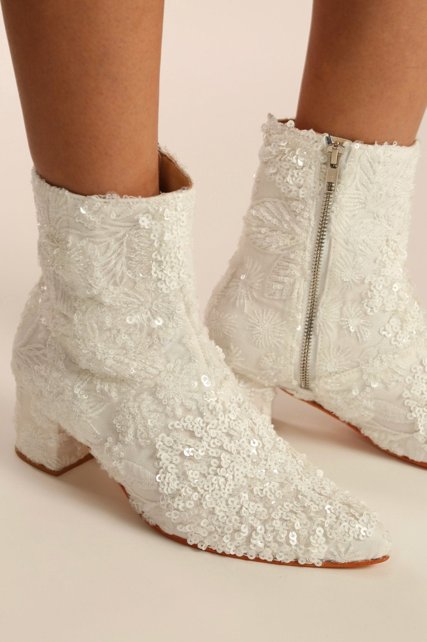 WHITE SEQUIN EMBROIDERED WEDDING BOOTS ODECIA - MOMO STUDIO BERLIN - Berlin Concept Store - sustainable & ethical fashion