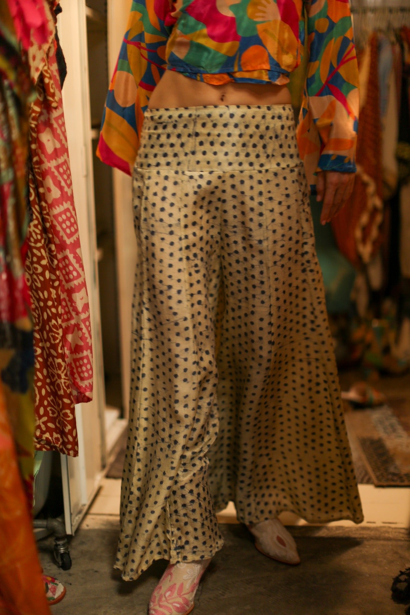 WIDE LEG BLOCK PRINT SILK PANTS RUBY - MOMO STUDIO BERLIN - Berlin Concept Store - sustainable & ethical fashion