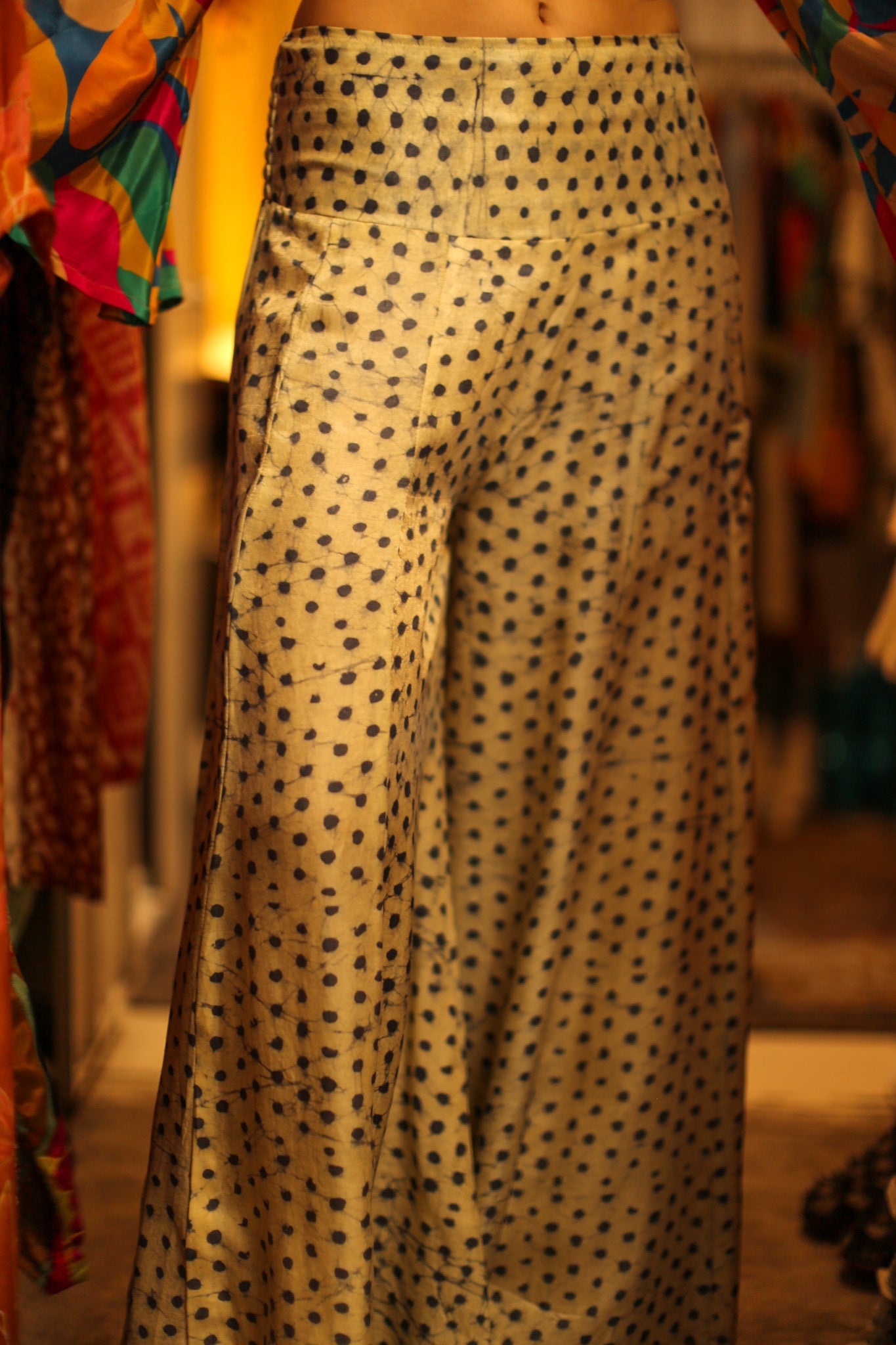 WIDE LEG BLOCK PRINT SILK PANTS RUBY - MOMO STUDIO BERLIN - Berlin Concept Store - sustainable & ethical fashion