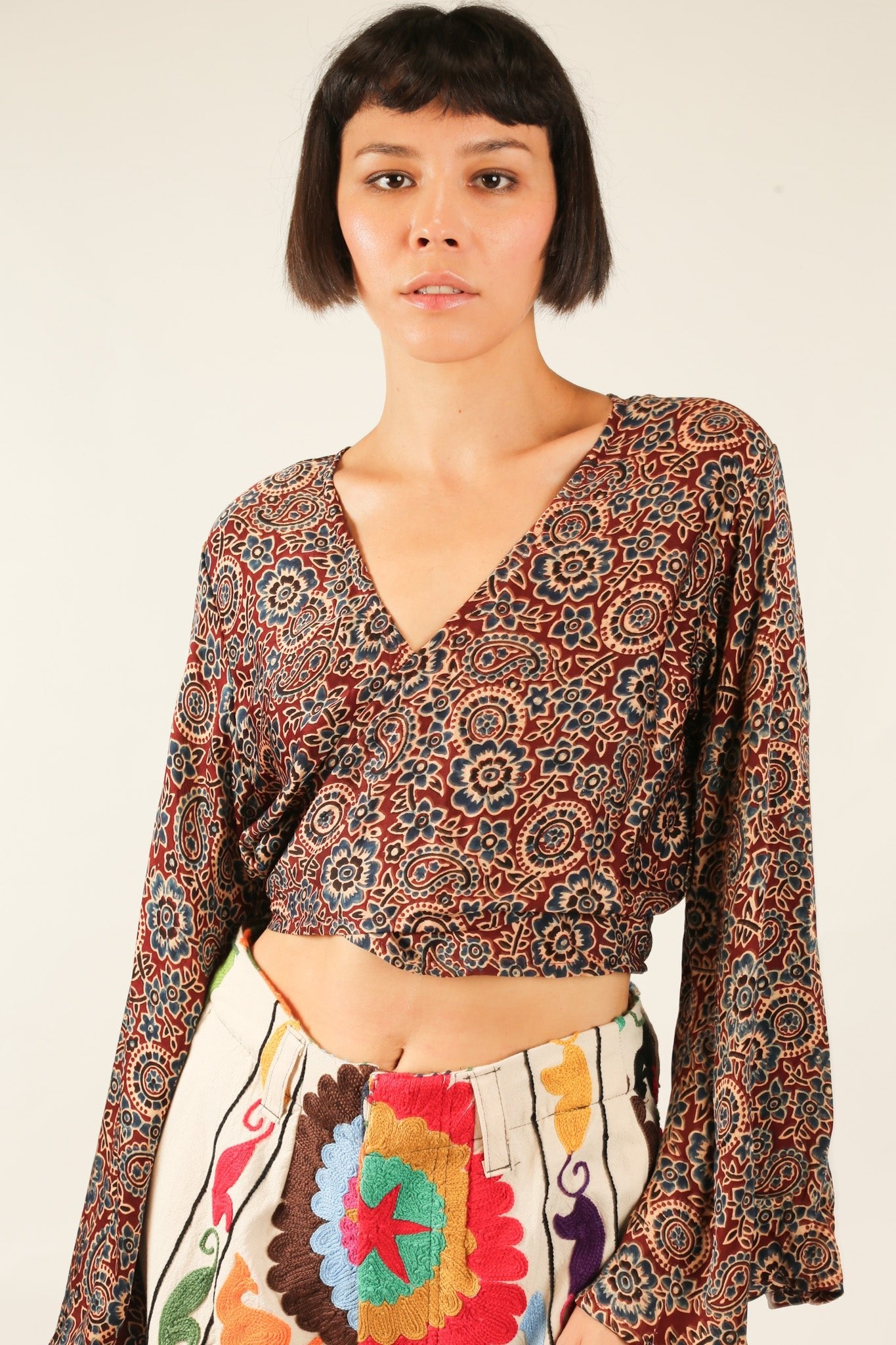 WRAP TOP SILK BLOCK PRINT CELINA - MOMO STUDIO BERLIN - Berlin Concept Store - sustainable & ethical fashion