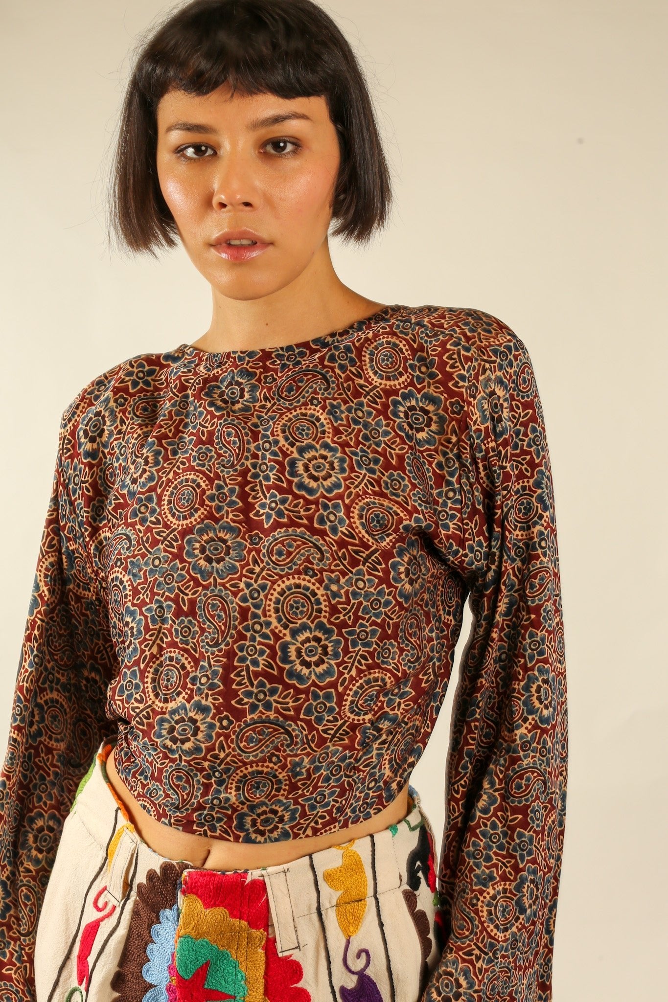 WRAP TOP SILK BLOCK PRINT CELINA - MOMO STUDIO BERLIN - Berlin Concept Store - sustainable & ethical fashion