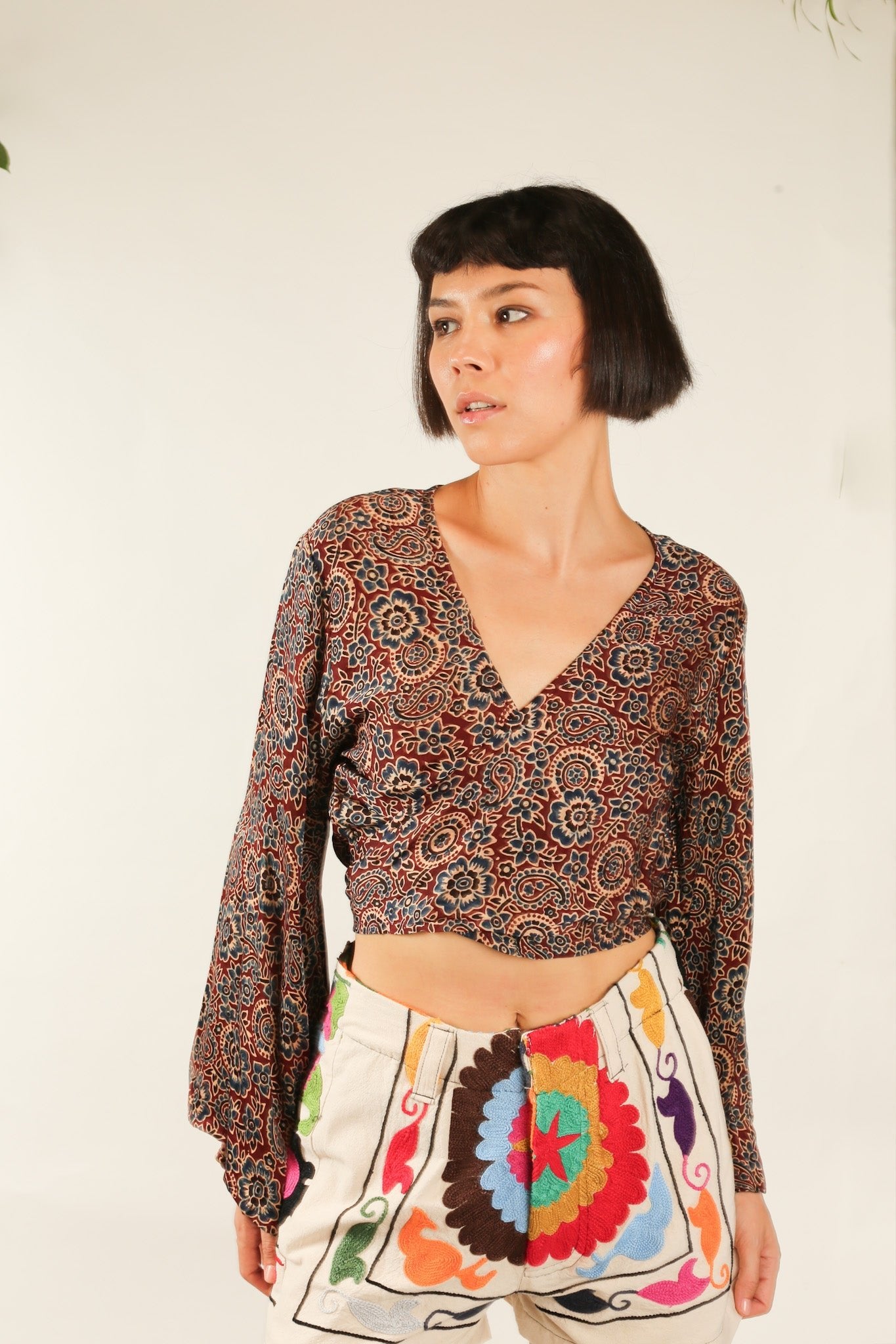 WRAP TOP SILK BLOCK PRINT CELINA - MOMO STUDIO BERLIN - Berlin Concept Store - sustainable & ethical fashion