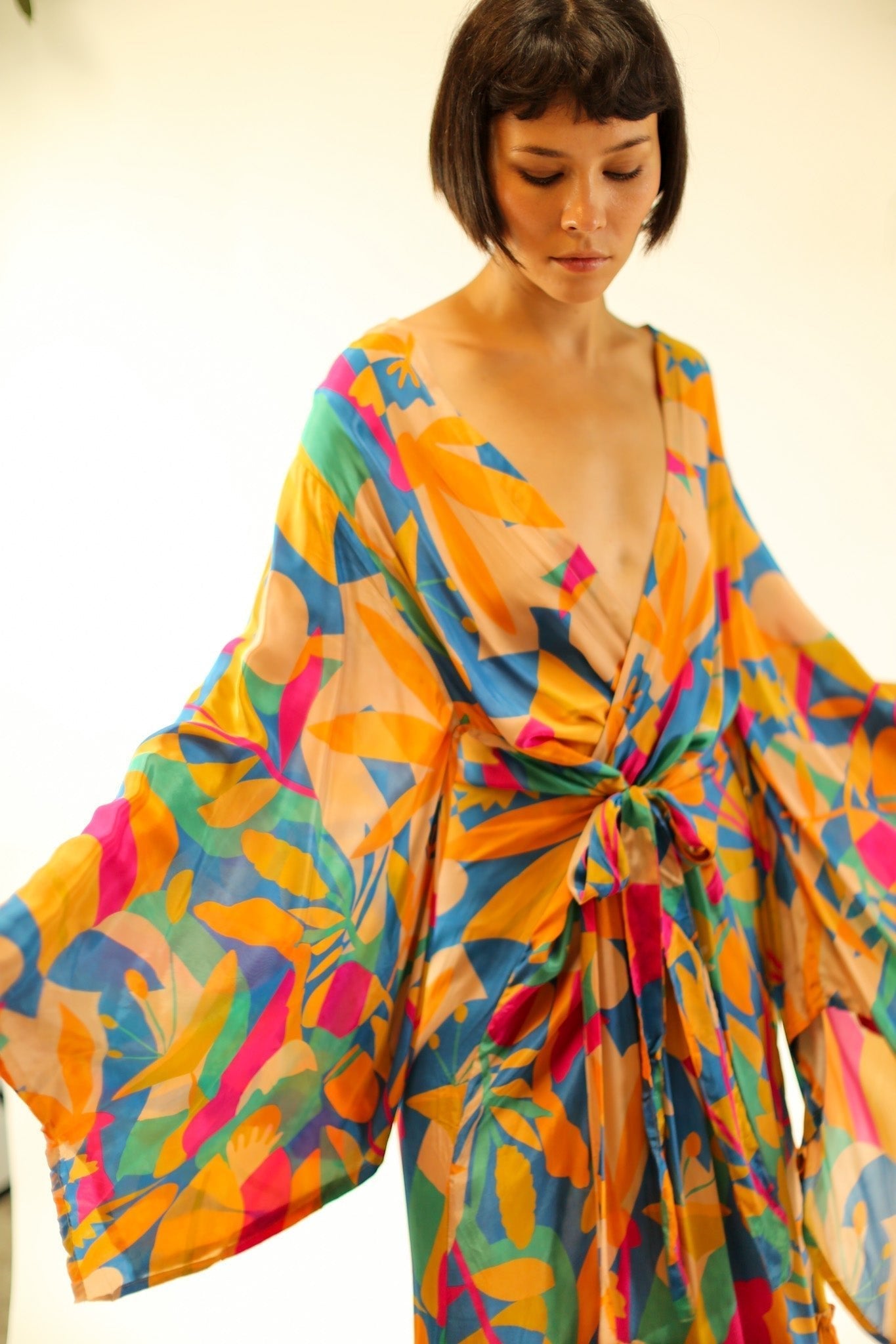 XL HAND BLOCK SILK KIMONO TYLET - MOMO STUDIO BERLIN - Berlin Concept Store - sustainable & ethical fashion