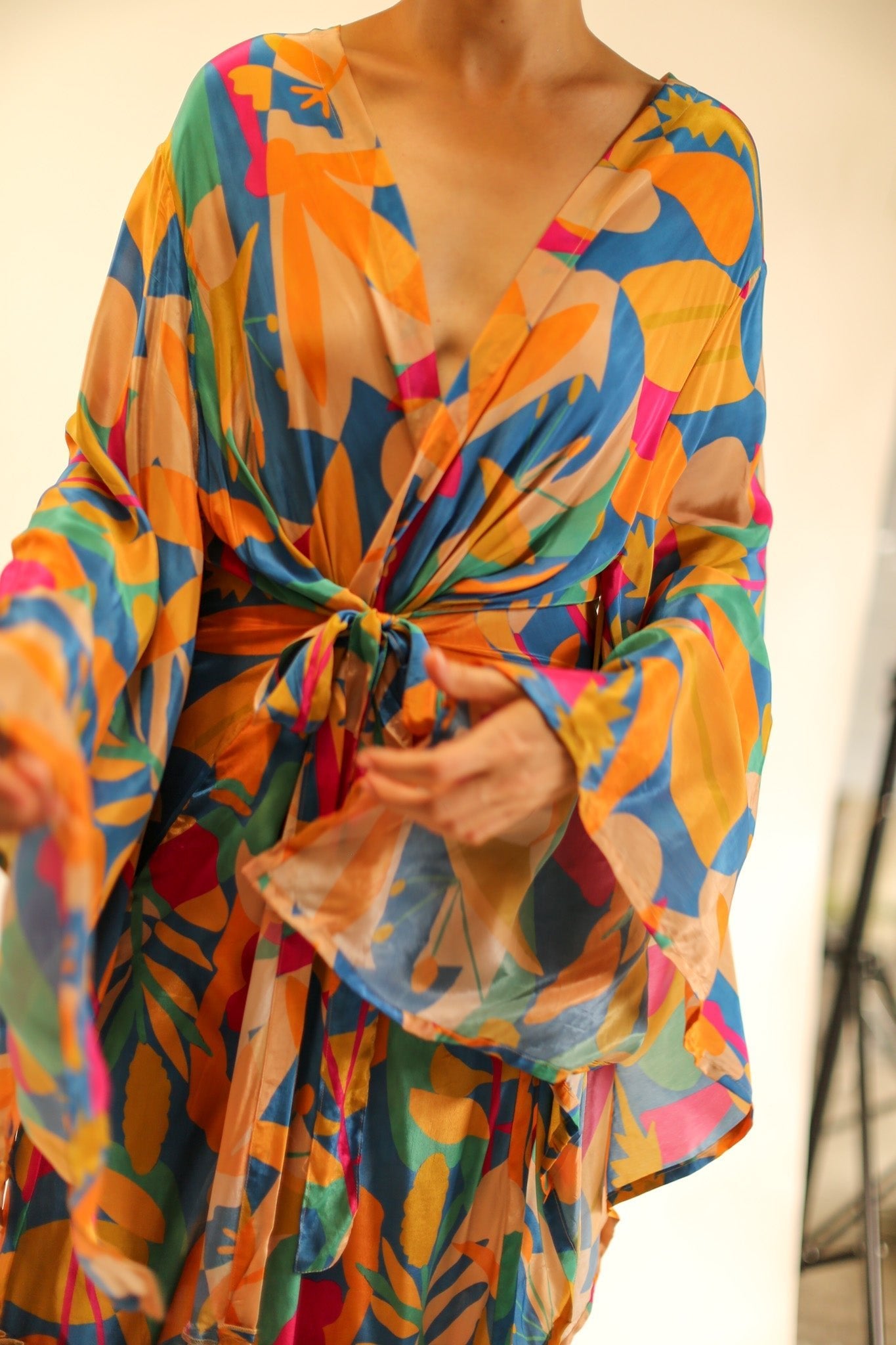 XL HAND BLOCK SILK KIMONO TYLET - MOMO STUDIO BERLIN - Berlin Concept Store - sustainable & ethical fashion