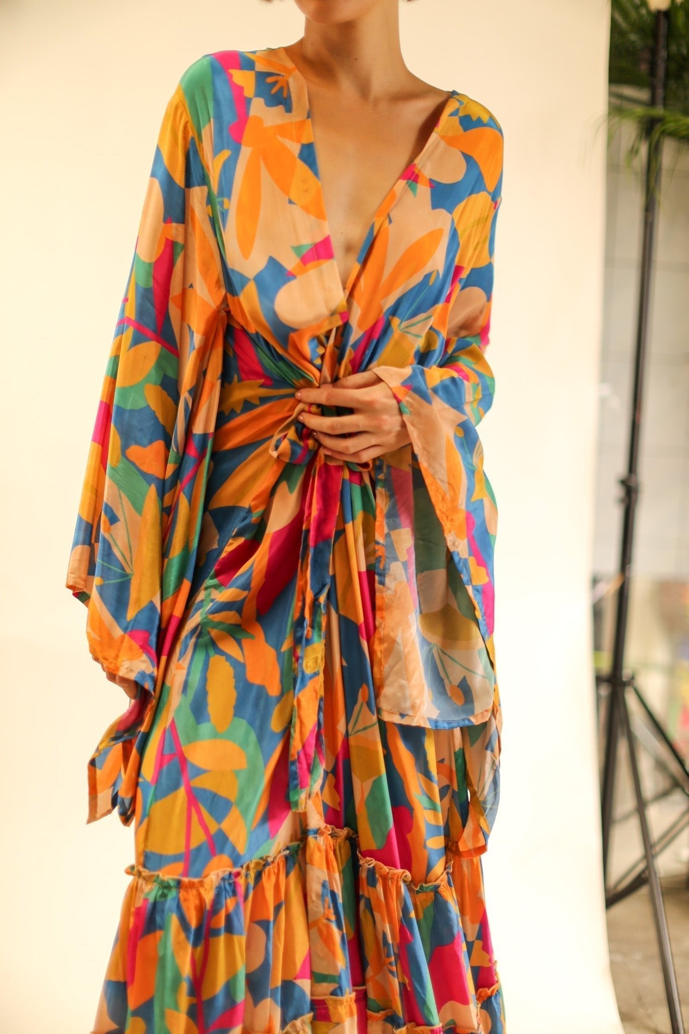 XL HAND BLOCK SILK KIMONO TYLET - MOMO STUDIO BERLIN - Berlin Concept Store - sustainable & ethical fashion