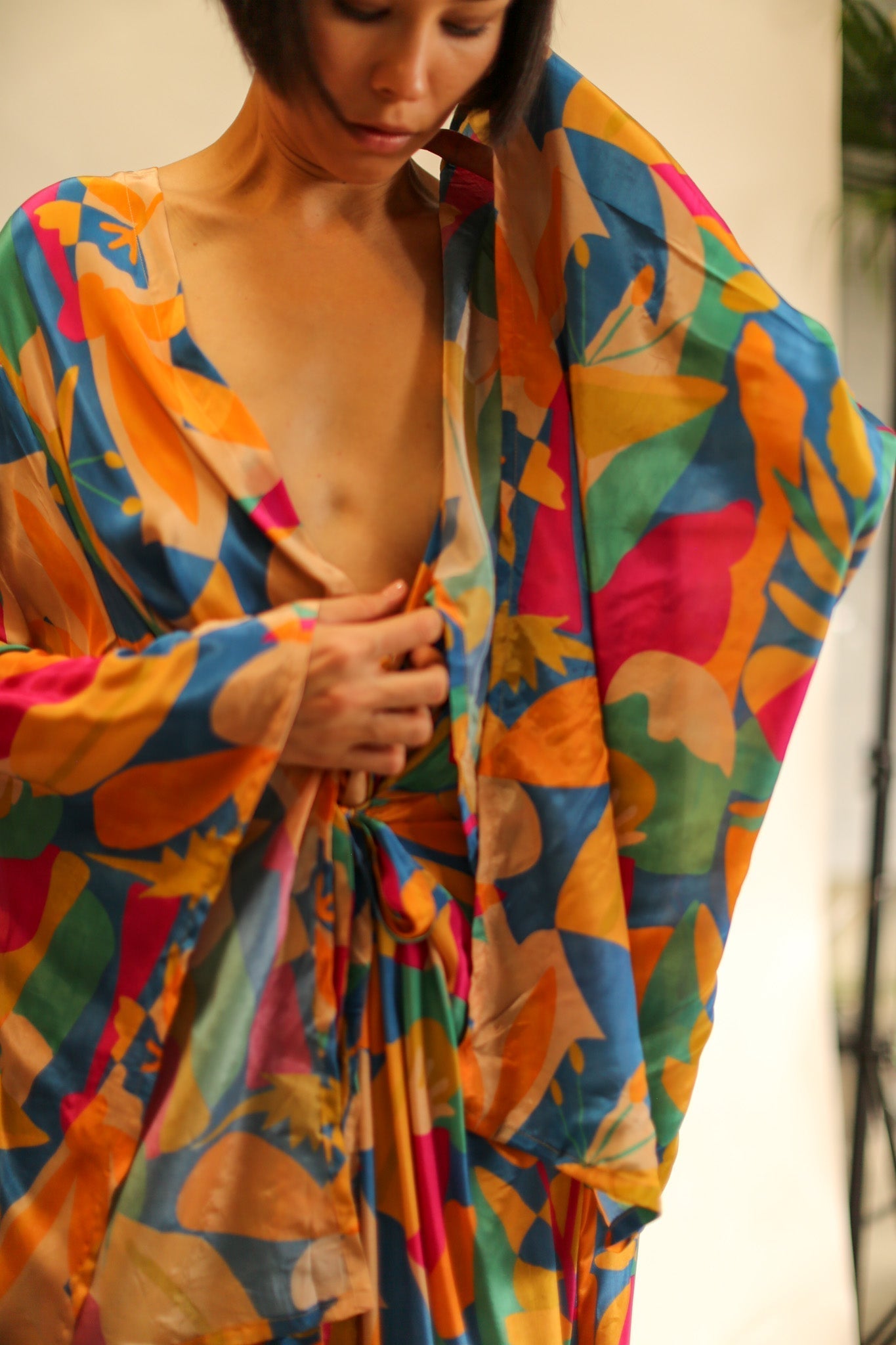 XL HAND BLOCK SILK KIMONO TYLET - MOMO STUDIO BERLIN - Berlin Concept Store - sustainable & ethical fashion