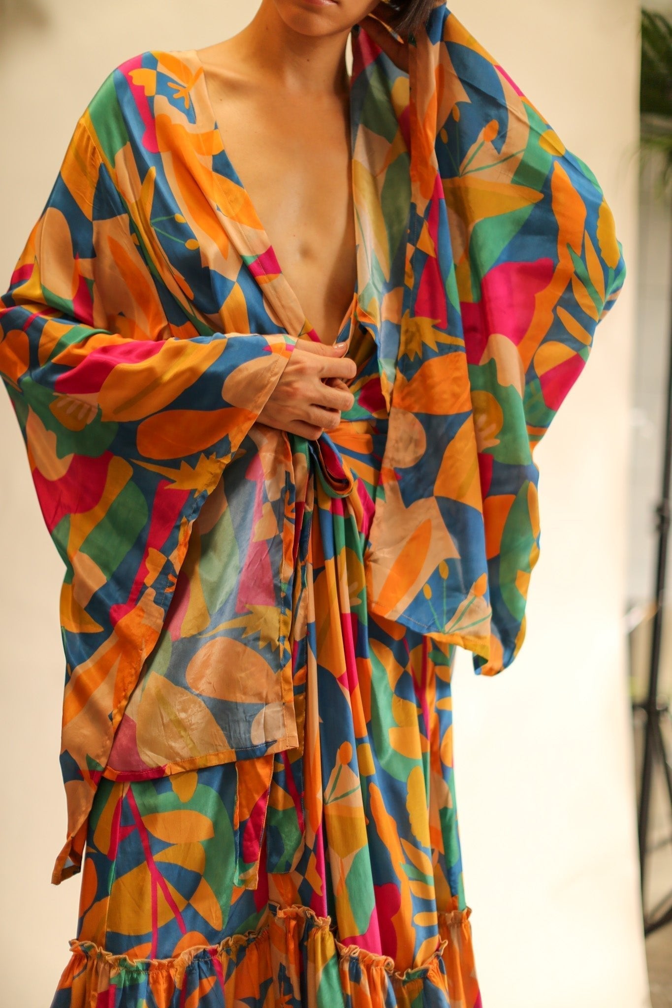 XL HAND BLOCK SILK KIMONO TYLET - MOMO STUDIO BERLIN - Berlin Concept Store - sustainable & ethical fashion