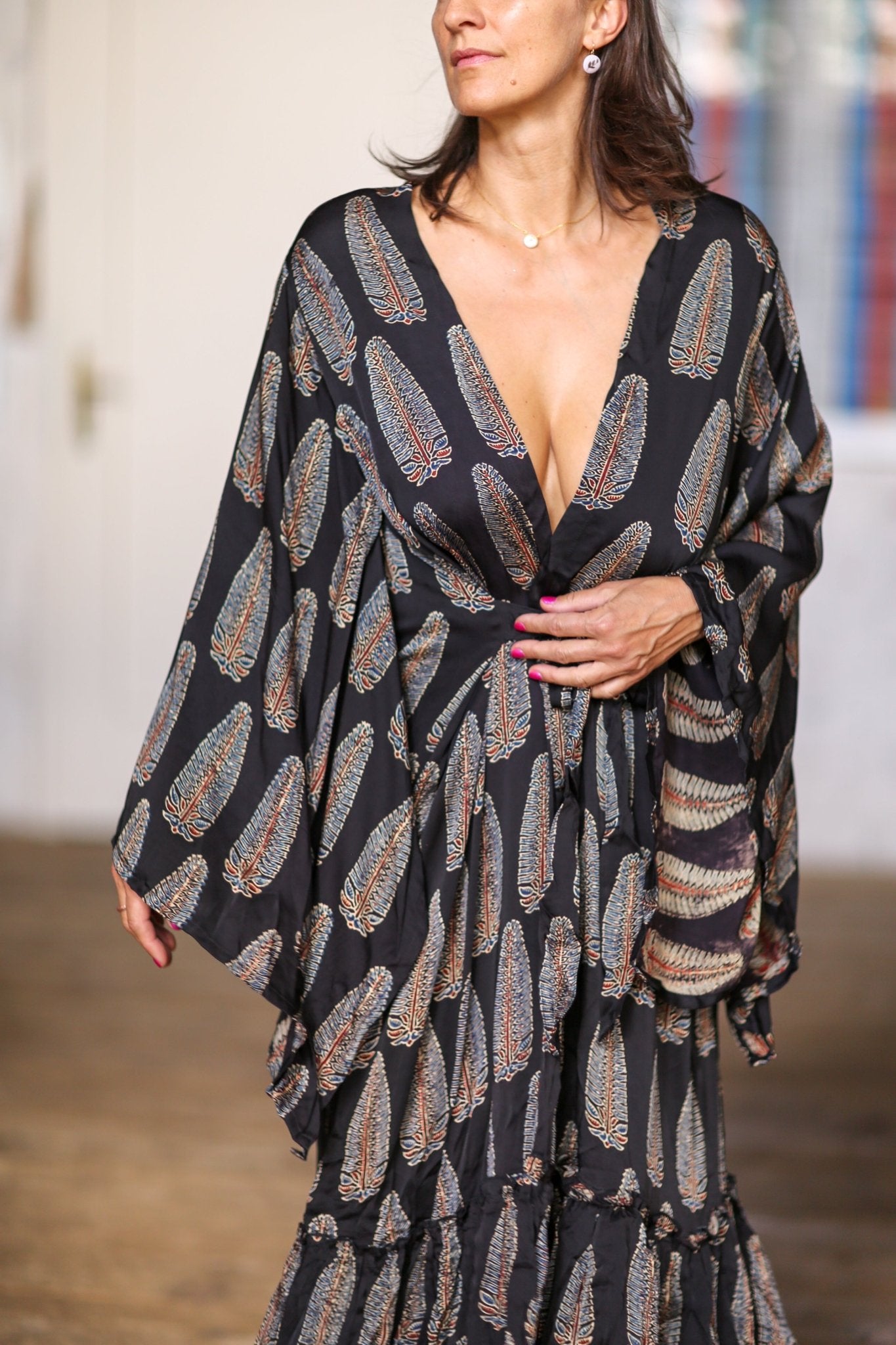 XL KIMONO FEATHER SILK KIMONO BOZENA - MOMO STUDIO BERLIN - Berlin Concept Store - sustainable & ethical fashion