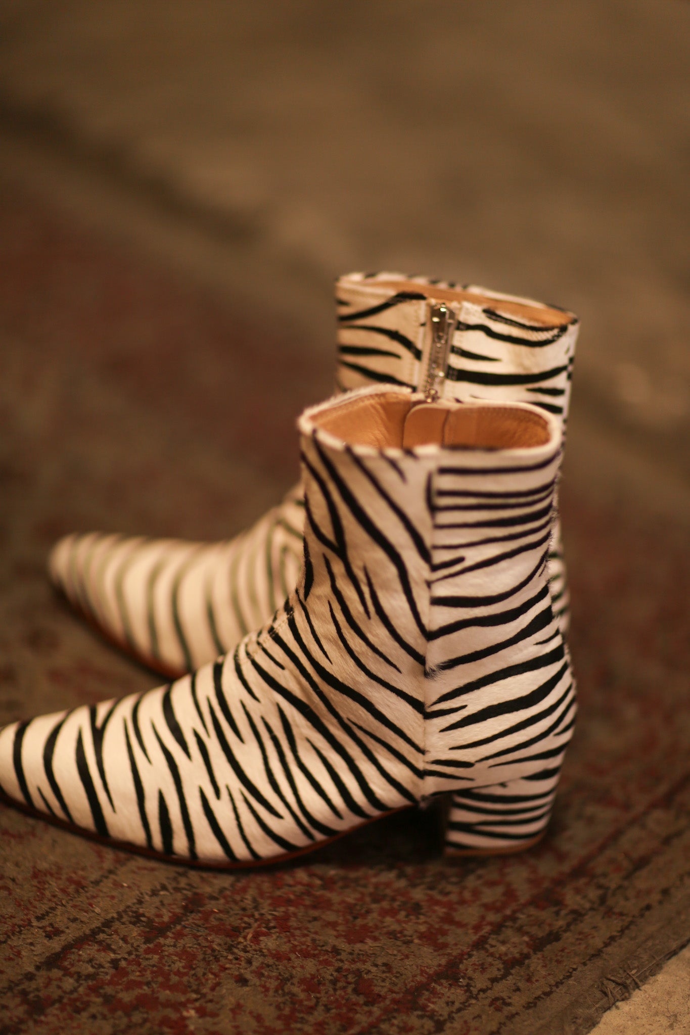 ZEBRA LEATHER BOOTS TOMINO - sustainably made MOMO NEW YORK sustainable clothing, ankle boots slow fashion