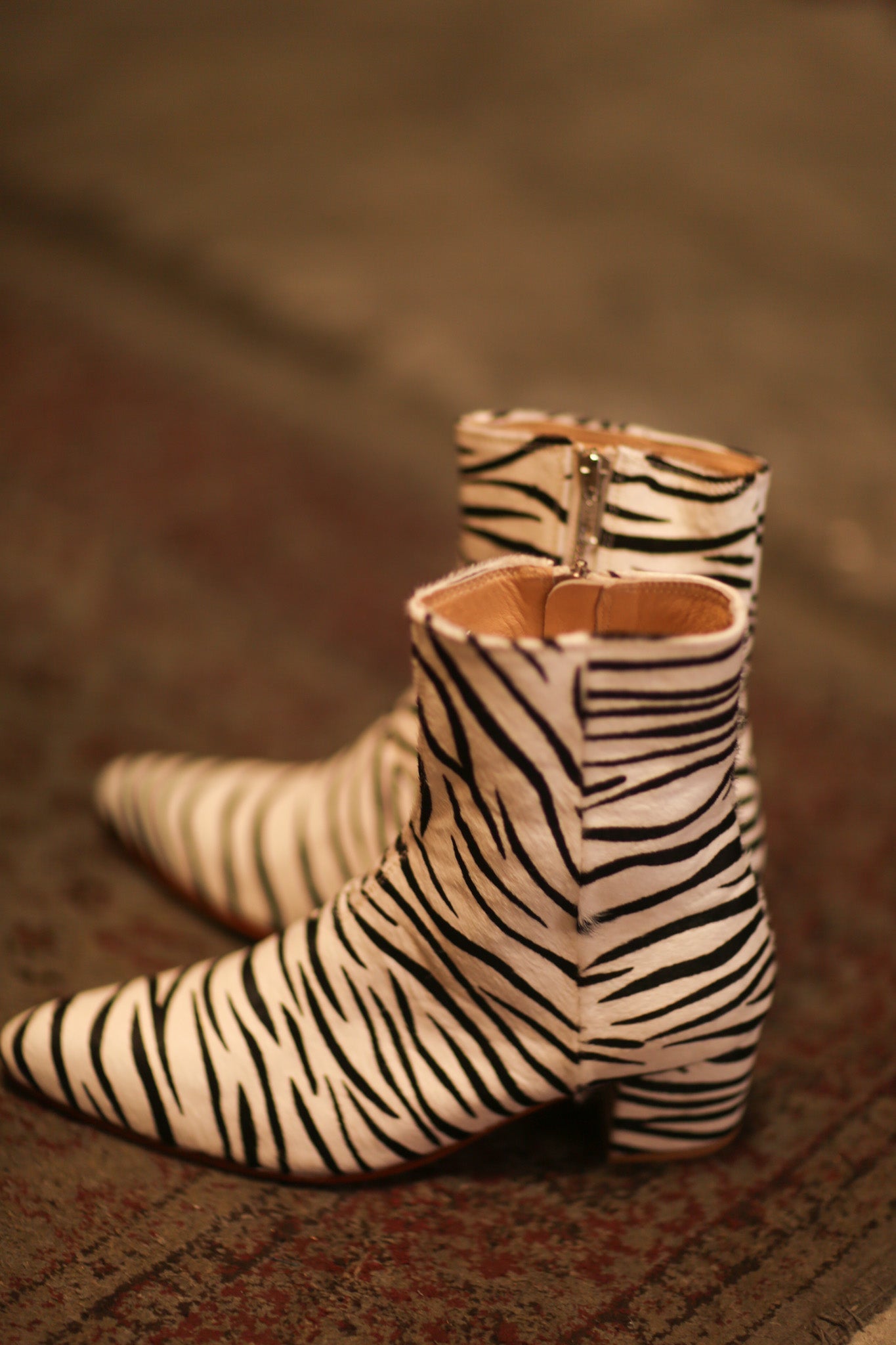 ZEBRA LEATHER BOOTS TOMINO - sustainably made MOMO NEW YORK sustainable clothing, ankle boots slow fashion
