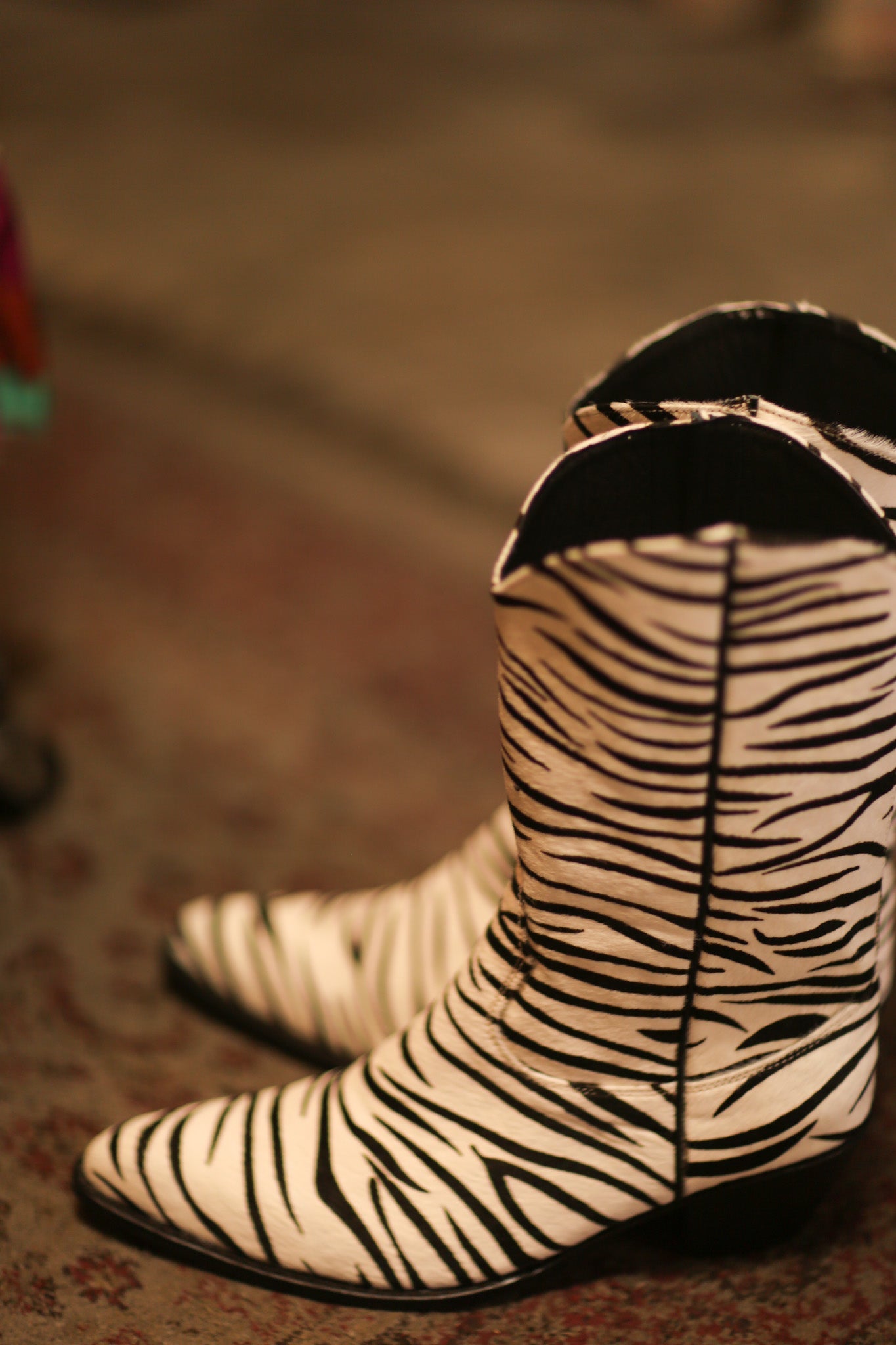 ZEBRA PRINT LEATHER WESTERN BOOTS KIRAN - sustainably made MOMO NEW YORK sustainable clothing, boots slow fashion