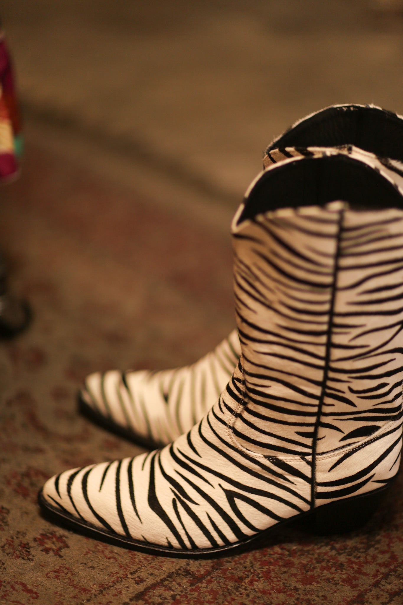 ZEBRA PRINT LEATHER WESTERN BOOTS KIRAN - sustainably made MOMO NEW YORK sustainable clothing, boots slow fashion